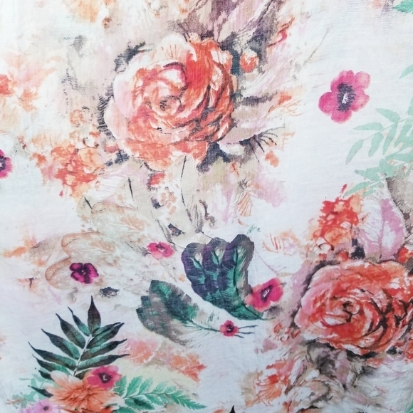 BUILT BY DREAMERS  Semi-Sheer Floral Longline Sleeveless Button Front Top size M - Picture 8 of 11